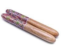 Australian Treasures Lapsticks de madera, rojo, 25 x 3 cm, claves tradicionales para Didgeridoo y Percusión, Pintado a mano con patrones aborígenes