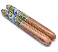 Australian Treasures Palitas Aborígenes, claves de madera con motivo tradicional, 25 x 3 cm, madera dura pintada a mano, para orientación y uso educativo de Didgeridoo