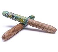 Australian Treasures Palitas plegables, verde, madera tradicional, 25 x 3 cm, diseño hecho a mano, instrumento de percusión para acompañamiento de Didgeridoo, adecuado para jóvenes y viejos