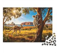 Australian Wildlife 1000 Piece Jigsaw Puzzle Recycled Kangaroo & Koala Senior Puzzles Party Accesorios de Juego Desarrolla la Inteligencia de niños y niñas Educational Divertido 38x26cm/1000pcs