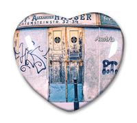 Austria - Imán para nevera, pegatinas decorativas para nevera, recuerdo de viaje, cristal en forma de corazón