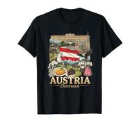 Austria Osterreich Viajes Cultura Camiseta gráfica económica, Hombre, Negro, L