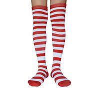 AUSUAYA Calcetines altos hasta el muslo con rayas extra largas para mujer, calcetines de rodilla con rayas de algodón para cosplay y calentadores de pierna estilo gótico GB-LW-3, Altoa única
