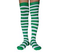 AUSUAYA Calcetines altos hasta el muslo con rayas extra largas para mujer, calcetines de rodilla con rayas de algodón para cosplay y calentadores de pierna góticos GB-LW-3, One Size