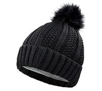 AUSUAYA Gorro de mujer con pompón de pelo sintético para invierno P-P-H-1, Negro , M