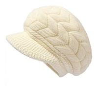 AUSUAYA Gorro de punto de lana con visera, para mujer, con forro polar cálido, DE-W2M, beige, M