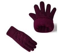 AUSUAYA Guante cálido para invierno, guante de lana gruesa para pantalla táctil con forro polar para mujeres y hombres W-G-G1, Borgoña, talla unica
