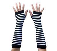 AUSUAYA Guantes a rayas largos sin dedos, calentadores de brazo de punto de invierno para mujer para punk rock y cosplay gótico, fiesta de Halloween GB-WM-S-G5, talla única
