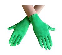 AUSUAYA Guantes cortos de satén para mujer, guantes cortos de ópera para mujer, longitud de muñeca de los años 20, guantes de novia para fiesta de baile nocturno, iglesia, boda, GB-WG-S-G1, verde