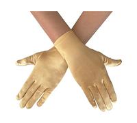 AUSUAYA Guantes cortos de satén para mujer, guantes cortos de ópera para mujer, longitud de muñeca de los años 20, guantes de novia para fiesta de baile nocturno, iglesia, boda, GB-WG-S-G1, dorado,