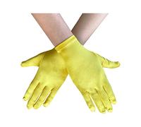 AUSUAYA Guantes cortos de satén para mujer, guantes cortos de ópera para mujer, longitud de muñeca de los años 20, guantes de novia para fiesta de baile nocturno, iglesia, boda, GB-WG-S-G1, amarillo,