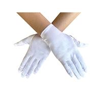 AUSUAYA Guantes de ópera cortos de satén para mujer, longitud de la muñeca de los años 20, guantes de novia para fiesta de baile de noche, iglesia, boda GB-WG-S-G1, blanco, talla única