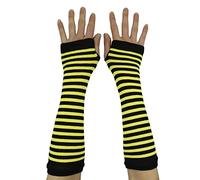 AUSUAYA Guantes largos a rayas sin dedos, calentadores de brazos de punto para mujer, para punk, rock y cosplay, gótico, fiesta de Halloween, GB-WM-S-G5, Rayas amarillas y negras / rayas de abeja