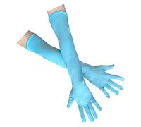 AUSUAYA Guantes largos de satén de ópera para mujer, formales, hasta el codo para baile de noche, fiesta de té, iglesia, boda W-G-1, azul celeste, talla única