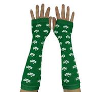 AUSUAYA Guantes largos sin dedos a rayas para mujer, calentadores de brazo de invierno para punk rock, cosplay, fiesta gótica WM-S-G5, Hojas verdes, talla única