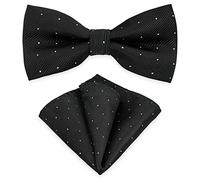 AUSUAYA Juego de pajarita y pañuelo de bolsillo para hombre, diseño unisex, pajarita y pañuelo para negocios, formal Tuxedo o boda MB-T8, Negro , Talla única