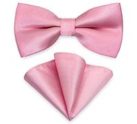 AUSUAYA Juego de pajarita y pañuelo de bolsillo para hombre, diseño unisex, pajarita y pañuelo para negocios, formal Tuxedo o boda MB-T8, Rosa., Talla única