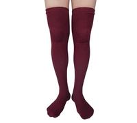 AUSUAYA Las mujeres de algodón grueso por encima de la rodilla calcetines calientes de punto, cable de punto muslo calcetines altos calentadores de pierna de invierno largo CL-W1, borgoña, S