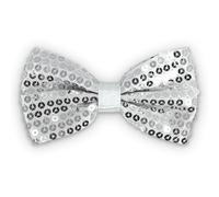 AUSUAYA Lazo de lentejuelas brillantes para hombre, pajarita de lentejuelas brillantes para cumpleaños o fiesta de boda BT-3, Plata y blanco, Talla única