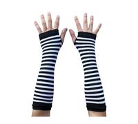 AUSUAYA Mangas con guantes largos a rayas, sin dedos, para cosplay y fiesta de Navidad gótica, DE-S-G5, Rayas blancas y negras, Talla única