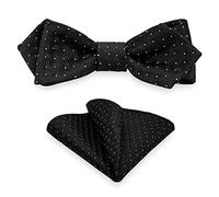 AUSUAYA Pajarita para hombre con pañuelo de bolsillo, clásica, corbata de vuelo para hombre, camisa y traje - corbata de arco para hombre MS-B12, Negro con lunares blancos, Talla única