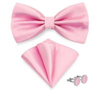 AUSUAYA Pajarita para hombre con pañuelo de bolsillo y gemelos, pajarita ajustable con bolsillo cuadrado para boda, fiesta, M-B-TI9, rosa pálido, talla única, rosa, Talla única