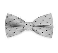 AUSUAYA Pajarita preatada de seda para hombres, adolescentes jóvenes esmoquin formal o boda moscas para el día del padre N-M-T5, Gris/Plata con lunares negros, Talla única