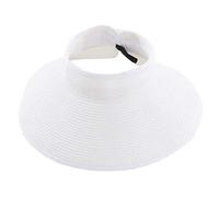AUSUAYA Sombrero de playa plegable para mujer - Sombrero de paja plegable con borde ancho y cola de caballo para protección UV y viaje de verano GB-SM01, blanco, M