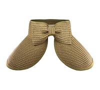 AUSUAYA Sombreros de playa para mujer, plegable, de paja, con ala ancha y cola de caballo para protección UV y viajes de verano GB-SM01, beige, M