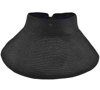 AUSUAYA Sombreros de playa para mujer, plegable, de paja, con ala ancha y cola de caballo para protección UV y viajes de verano GB-SM01, Negro, M