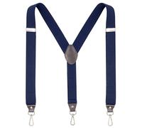 Ausukler Tirantes para hombre, extrafuertes, 3,5 cm de ancho, con ganchos giratorios y correas elásticas, espalda en Y para vaqueros, azul marino, Talla única