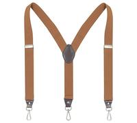 Ausukler Tirantes para hombre, extrafuertes, 3,5 cm de ancho, con ganchos giratorios y correas elásticas, espalda en Y para vaqueros, marrón, Talla única