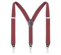 Ausukler Tirantes para hombre, extrafuertes, 3,5 cm de ancho, con ganchos giratorios y correas elásticas, espalda en Y para vaqueros, borgoña, Talla única