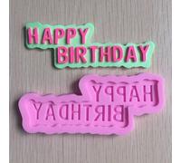 ausuky DIY Feliz Cumpleaños Silicona Fondant Cake Chocolate Candy Mold Herramientas para hornear