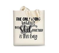 AUSVKAI Bolsa de lona estética para mujer, bonitas bolsas de algodón reutilizables para compras, escuela, playa, regalos de moda, Palabra divertida