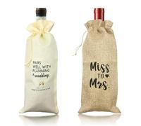 Auswalar 2 bolsas de vino de boda, bolsa de vino tinto para regalo de inauguración de la casa, combina bien con bolsa de regalo de vino de nuevo trabajo, bolsa de arpillera con cordón para botella de