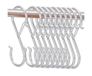 AUSYIWI 10 piezas en forma de S con sistema anti-caída versátiles Te ayuda a organizar tu hogar Organiza tu cocina y armario(Níquel)