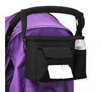AUSYIWI Bolso Carro Bebé Universal, Bolso Organizador Carritos con Correas Ajustables y Portavasos, Gran Espacio Bolso de Cochecitos para Pañales, Toallitas, Teléfonos Móviles, Negro