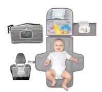AUSYIWI Cambiador Portátil para Bebe, Cambiador Plegable, Bolsa Cambiadora Para Cambio De Pañales, Colchón y Cojín, Ideal para Recién Nacido y Mamá Recién nacido, Portátil Changing Mats, Gris