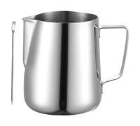 AUSYIWI Jarra de leche, jarra de leche profesional de acero inoxidable con taza medidora logo Jarra de leche (600ML)