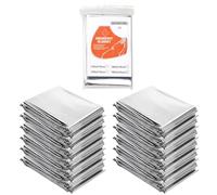 AUSYIWI Manta Térmica de Supervivencia 210×160 cm - 12 Unidades de Aluminio para Emergencia, Rescate, Protección Contra Frío, Impermeable, Lluvia y Viento (Plata)