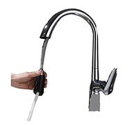 Ausziehbare Küchenarmaturen für Warm- und Kaltwasserwaschbecken, drehbare, einziehbare Pistole, Grau und weiß, 60 cm Zug, einfache Installation (Chrom)