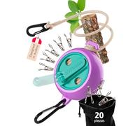 AUTDOOR® Tendedero Retráctil 10 m con Manivela - Cuerda Tendedero Exterior Camping 50 kg | 20 Pinzas Inoxidables y Mosquetón - Portátil para Viaje Autocaravana Balcón (Retro Pastel)