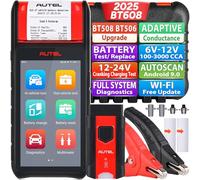 Autel MaxiBAS BT608 (E) Probador Batería Automóvil, 2025 en Adelante de BT508/ BT506, Conductancia Adaptativa (Valor 1000+), Prueba Carga Arranque como BT609, Reinicio Batería, Sistema Completo MK808S