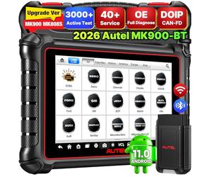 Autel MaxiCOM MK900BT: 2026 V2.0 OBD2 Diagnosis Coche Multimarca Bidireccional, Ver Inalámbrica de MK900 MK808S MK808BT MX808S MK808Z, 40+ Servicios, 3000+ Pruebas Activas, DOIP CANFD, Todos Sis, SO11