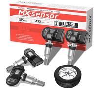 Autel MX-Sensor 315+433MHZ Doble Frecuencia TPMS Programable Sensor, Sistema Monitoreo de Presión de Neumáticos de Nivel OE, Compatible con TS408S TS508 TS601(Atornillado,Válvulas Metálicas,4 Piezas)