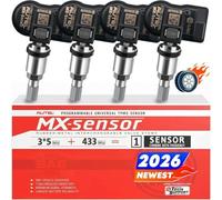 Autel MX-Sensor Doble Frecuencia, Sensores TPMS de Nivel OE para 98% Autos, Funciona con TS408S TS501Pro TS508WF TS601 TPMS Herramienta, Sensor de Neumáticos 100% Programable (Válvula de Metal, 4PCS)