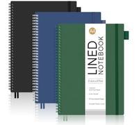 AUTEMPO Cuaderno A4 forrado, paquete de 3 bloc de notas con espiral de 110 páginas para escribir, papel grueso de 100 g/m², cubierta de PVC, para mujeres, hombres, trabajo, oficina, escuela, 21,6 x