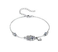 Auténtica Plata de Ley 925 Mano de Fátima Pulseras de eslabones de Cadena para Mujer Broche de Langosta Pulsera clásica joyería Regalo de Fiesta