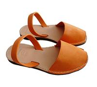 Auténticas Avarcas menorquínas, Abarcas, Albarcas, Sandalias (42, Naranja, Nobuck)